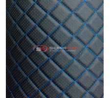 Перфорированная кожа Черная (Синие нитки)