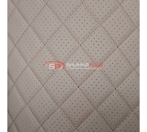 Купить Стеганая экокожа перфорированная ромб бежевая с бежевой строчкой в Москве