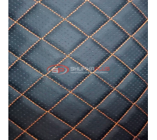 Перфорированная кожа Черная (Оранжевые нитки)