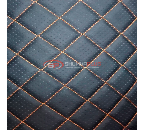 Купить Экокожа перфорированная черная (оранжевые нитки) в Москве
