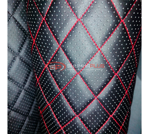 купить Экокожа перфорированная черная (красные нитки) в Москве