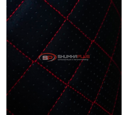 купить Экокожа перфорированная черная (красные нитки) в Москве