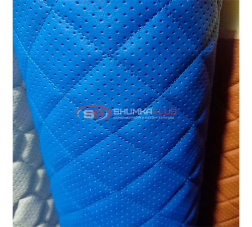 купить Экокожа синяя перфорированная ромб в Москве