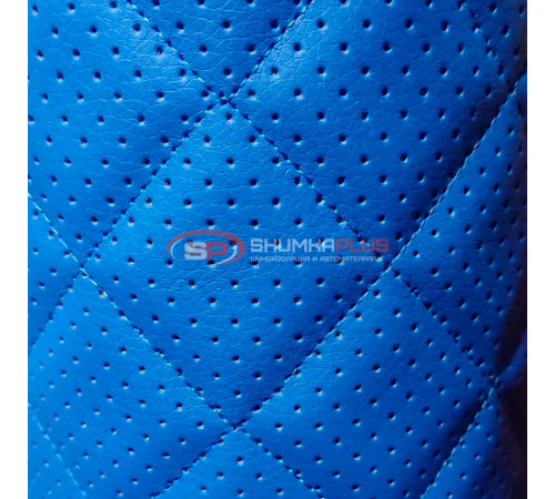 Купить Экокожа синяя перфорированная ромб в Москве