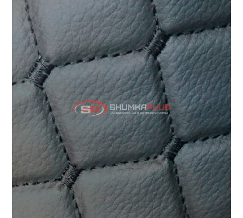 купить Экокожа стеганая Черный Ромб с черной строчкой в Москве