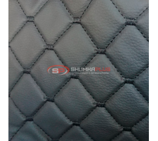 Экокожа стеганая Черный Ромб с черной строчкой