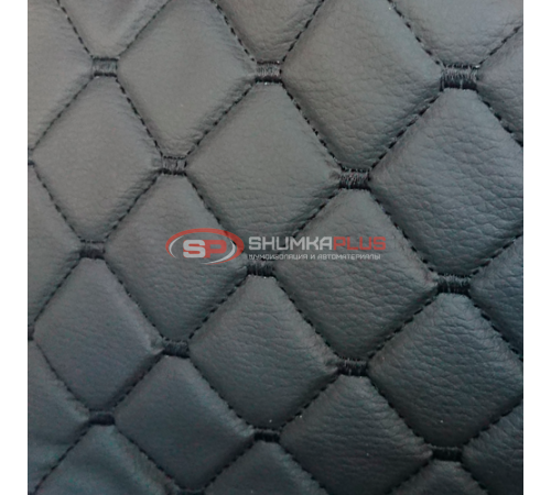 Купить Экокожа стеганая Черный Ромб с черной строчкой в Москве