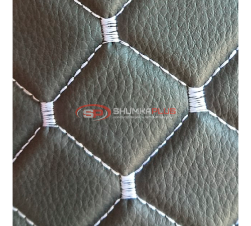 купить Экокожа стеганая Черный Ромб с белой строчкой в Москве