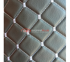 Экокожа стеганая Черный Ромб с белой строчкой