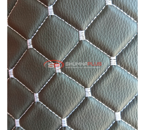 Купить Экокожа стеганая Черный Ромб с белой строчкой в Москве