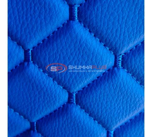 купить Экокожа стеганая Синий Ромб с синей строчкой в Москве