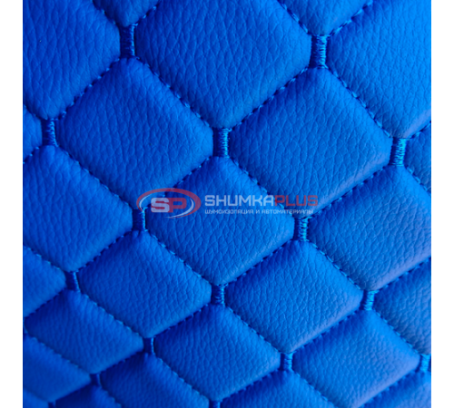 Купить Экокожа стеганая Синий Ромб с синей строчкой в Москве