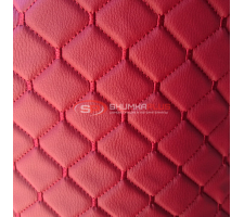 Экокожа стеганая красный Ромб с Красной строчкой
