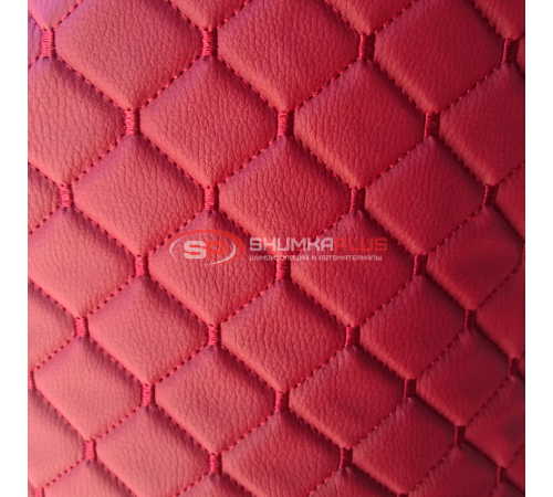 Купить Экокожа стеганая красный Ромб с Красной строчкой в Москве