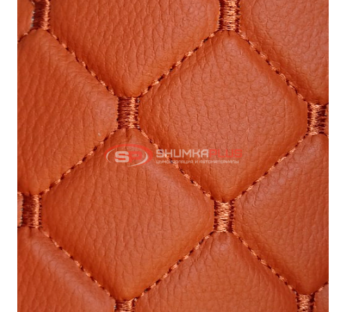 купить Экокожа стеганая Оранжевый Ромб с оранжевой строчкой в Москве