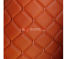 Экокожа стеганая Оранжевый Ромб с оранжевой строчкой