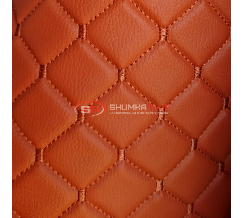 Купить Экокожа стеганая Оранжевый Ромб с оранжевой строчкой в Москве
