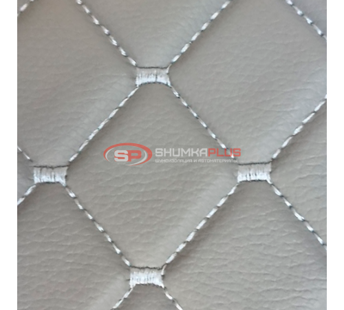 купить Экокожа стеганая Светло-серый Ромб с белой строчкой в Москве