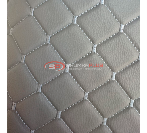 Купить Экокожа стеганая Светло-серый Ромб с белой строчкой в Москве