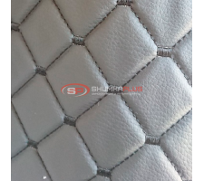 Экокожа стеганая Белый Ромб с белой строчкой