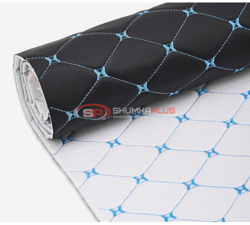 купить Экокожа на поролоне черный ромб (синяя бабочка) в Москве