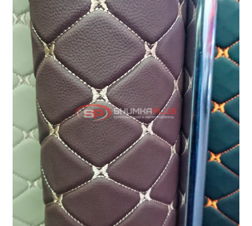 купить Экокожа коричневая ромб на поролоне (Бежевая бабочка) в Москве
