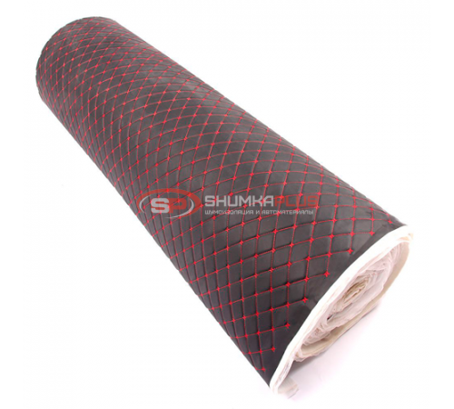 купить Экокожа на поролоне черный ромб (красная бабочка) в Москве