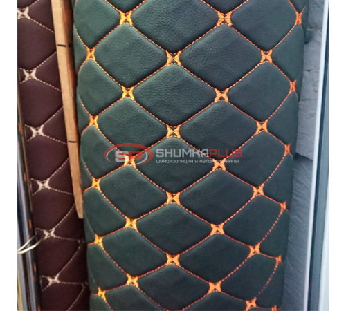 купить Экокожа на поролоне черный ромб (оранжевая бабочка) в Москве