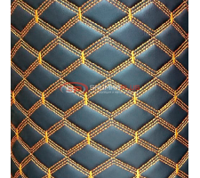 Экокожа ПВХ черный ромб стежка оранжевая