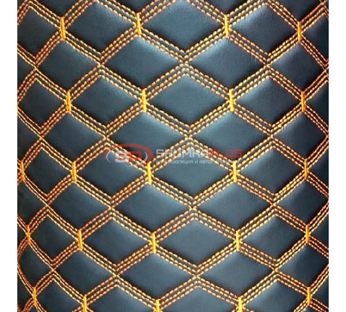 Купить Экокожа ПВХ черный ромб стежка оранжевая в Москве