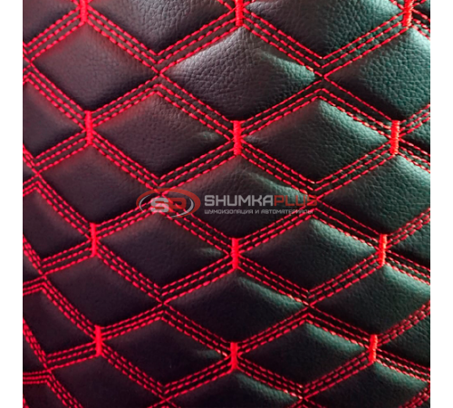 Купить Экокожа ПВХ Черный Ромб (Красные нитки) в Москве