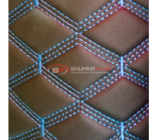 Экокожа ПВХ Черный широкий ромб (синие нитки)