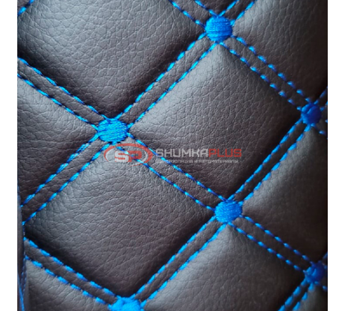 купить Стеганая экокожа ромб черный с синей строчкой в Москве
