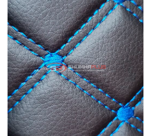 Купить Стеганая экокожа ромб черный с синей строчкой в Москве