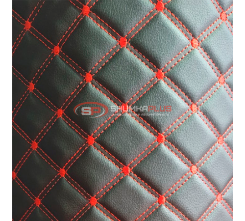 купить Стеганая экокожа ромб черный с красной строчкой в Москве