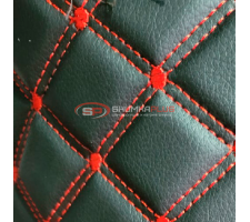 Экокожа стеганая ромб черный с красной строчкой