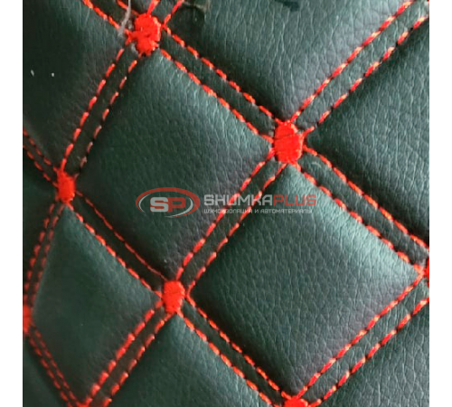 Купить Стеганая экокожа ромб черный с красной строчкой в Москве