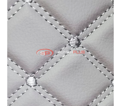 Экокожа стеганая ромб серый с серой строчкой