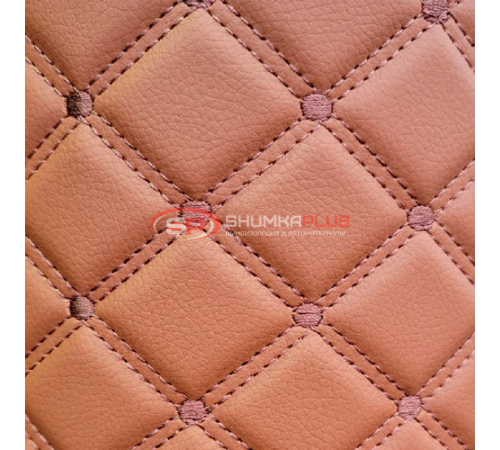 купить Стеганая экокожа ромб коричневый с коричневой строчкой в Москве