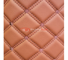 Экокожа стеганая ромб коричневый с коричневой строчкой