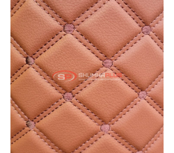 Экокожа стеганая ромб коричневый с коричневой строчкой