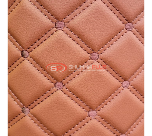 Купить Стеганая экокожа ромб коричневый с коричневой строчкой в Москве