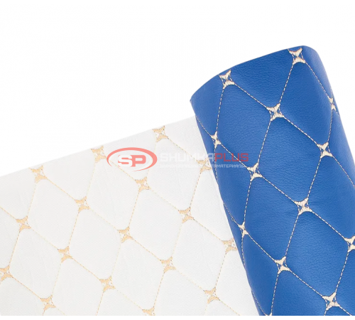 купить Экокожа на поролоне светло-синий ромб (бежевая бабочка) в Москве