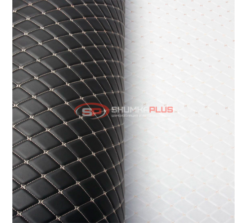 купить Экокожа на поролоне черный ромб (белая бабочка) в Москве