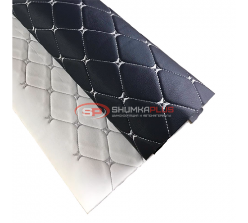 купить Экокожа на поролоне черный ромб (белая бабочка) в Москве
