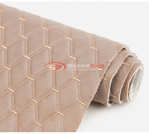 купить Искусственная замша Antara бежевый ромб с золотой строчкой в Москве