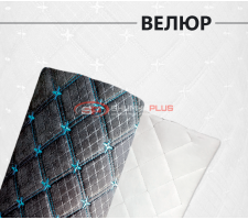 Велюр стёганый черный ромб (синяя звездочка)