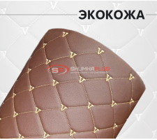 Коричневая Экокожа квадрат V прошита золотой нитью