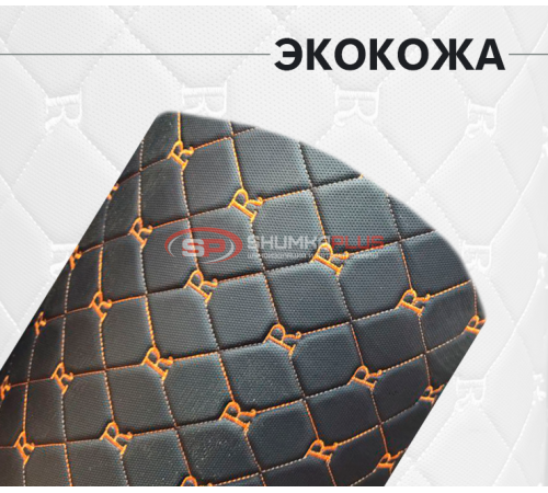 Купить Экокожа стёганая квадрат черный (Нитки оранжевые) в Москве