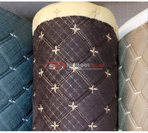 купить Замша искусственная Antara (алькантара) ромб темно-коричневый звездочка в Москве